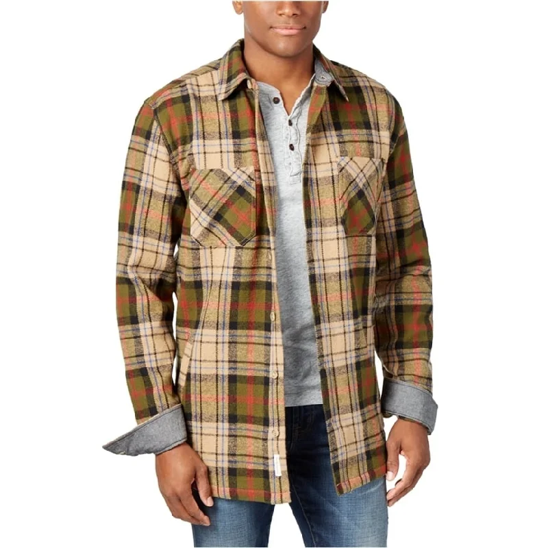 Men's soft fleece jackets-Weatherproof Mens Vintage Twill Plaid Shirt Jacket