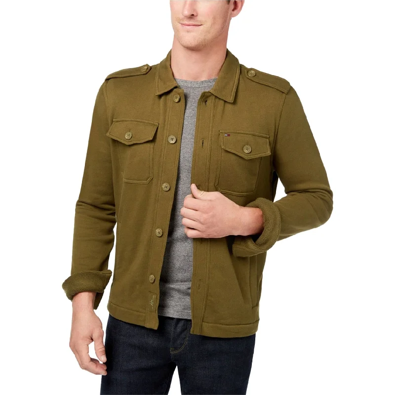 Men's urban trench jackets-Tommy Hilfiger Mens Ernie Shirt Jacket, Green, Medium