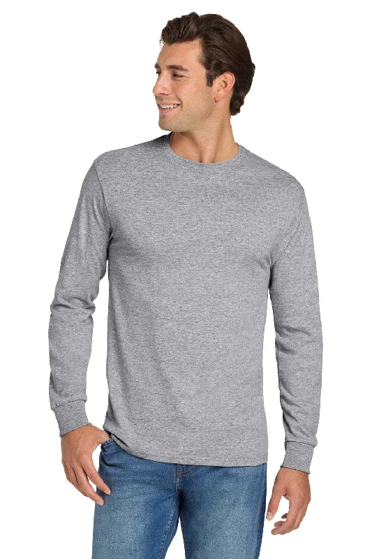 Men's short-sleeve bold rich-rough-hemp tee-Jerzees Mens Dri-Power Moisture Wicking Long Sleeve Crewneck T-Shirt - Heather Grey