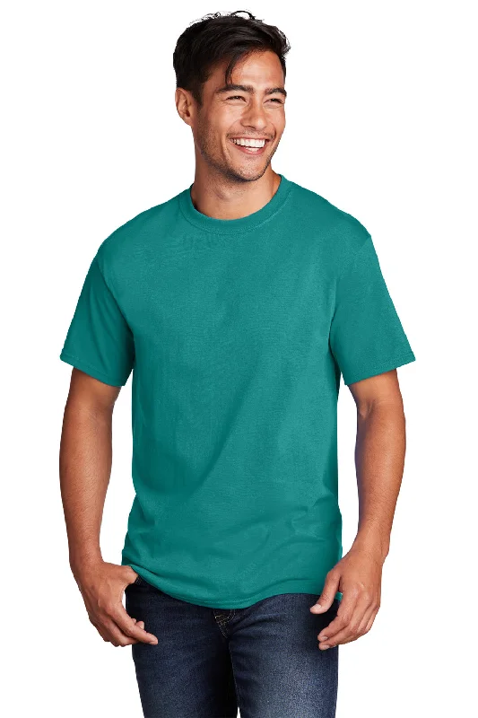 Men's short-sleeve casual bold-neon-blue shirt-Port & Company Mens Core Short Sleeve Crewneck T-Shirt - Bright Aqua Blue