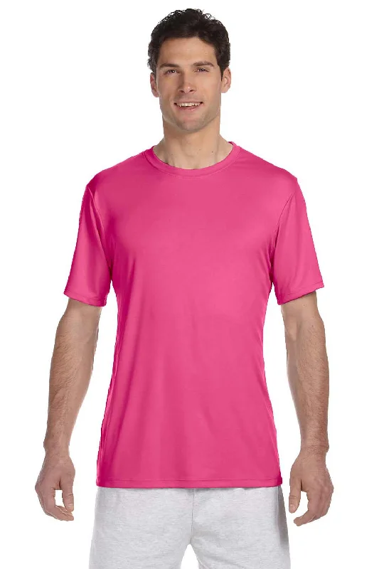 Men's short-sleeve rich after-hours top-Hanes Mens Cool DRI FreshIQ Moisture Wicking Short Sleeve Crewneck T-Shirt - Wow Pink