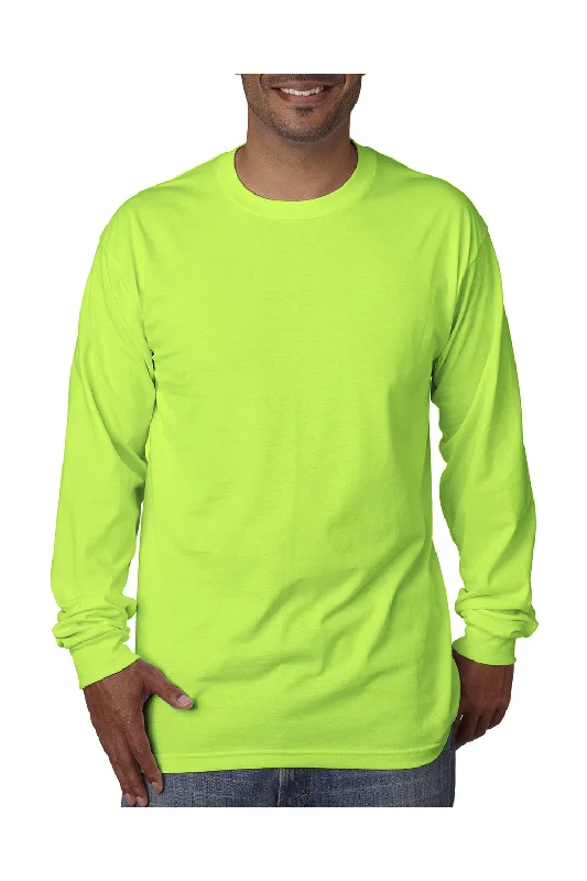 Men's short-sleeve classic ebony tee-Bayside Mens USA Made Long Sleeve Crewneck T-Shirt - Lime Green