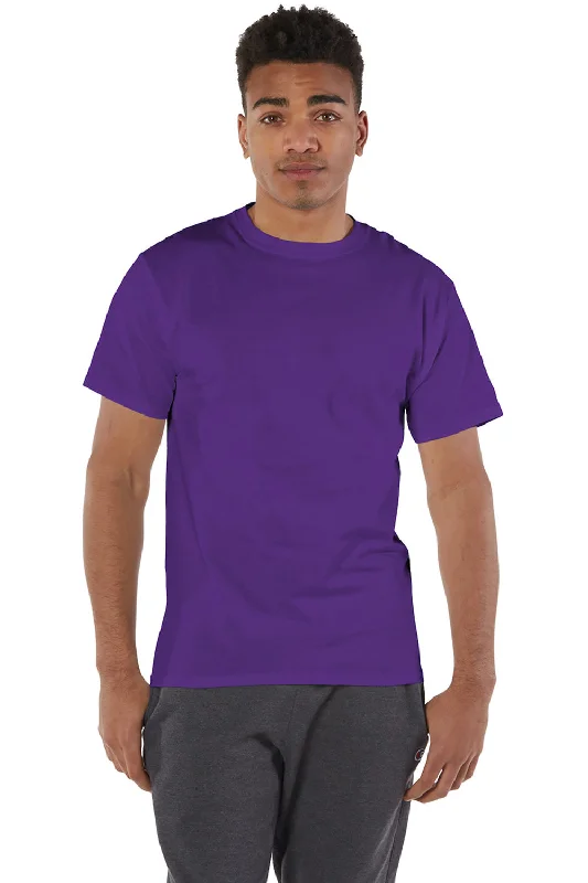 Men's short-sleeve deep classic-free-yellow shirt-Champion Mens Short Sleeve Crewneck T-Shirt - Purple