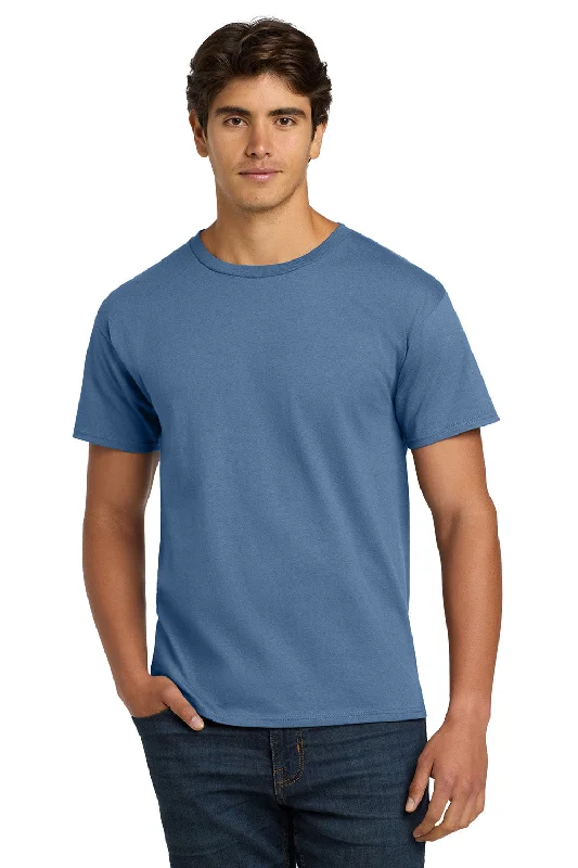 Men's short-sleeve neutral casual-bold-rich-maroon top-Hanes Mens ComfortSoft Short Sleeve Crewneck T-Shirt - Denim Blue