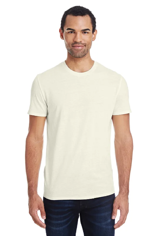 Men's short-sleeve sleek split-hem shirt-Threadfast Apparel Mens Short Sleeve Crewneck T-Shirt - Cream