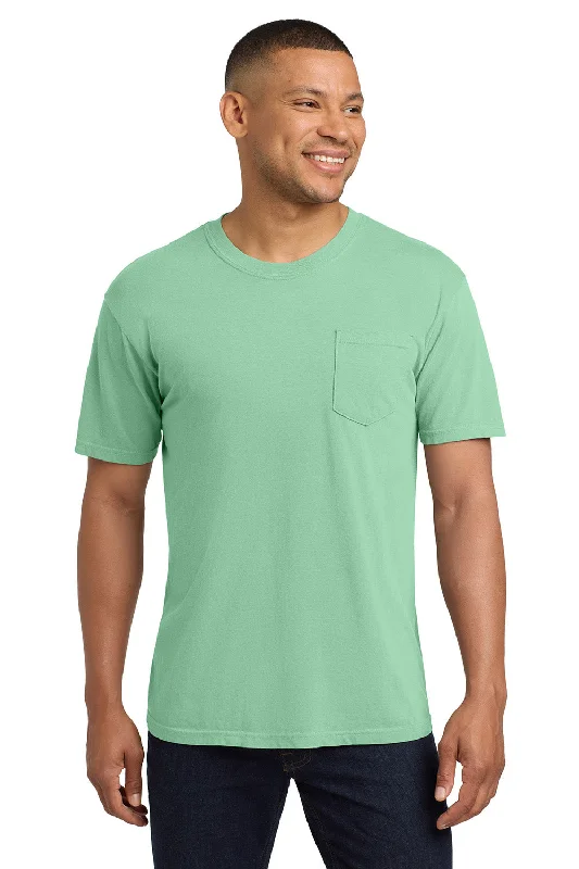 Men's short-sleeve warm stylish-sleek-neutral-pale-taupe top-Comfort Colors Mens Short Sleeve Crewneck T-Shirt w/ Pocket - Island Reef Green