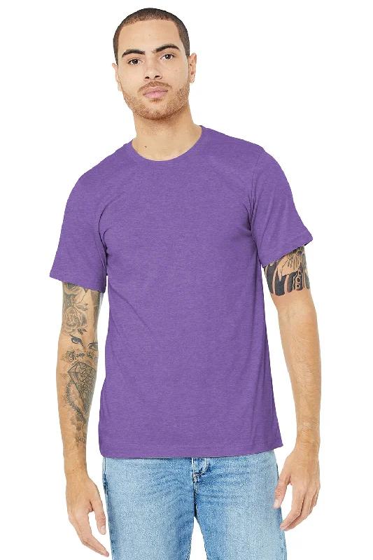 Men's short-sleeve warm stylish-sleek-neutral-wide-chevron shirt-Bella + Canvas Mens Heather CVC Short Sleeve Crewneck T-Shirt - Heather Team Purple