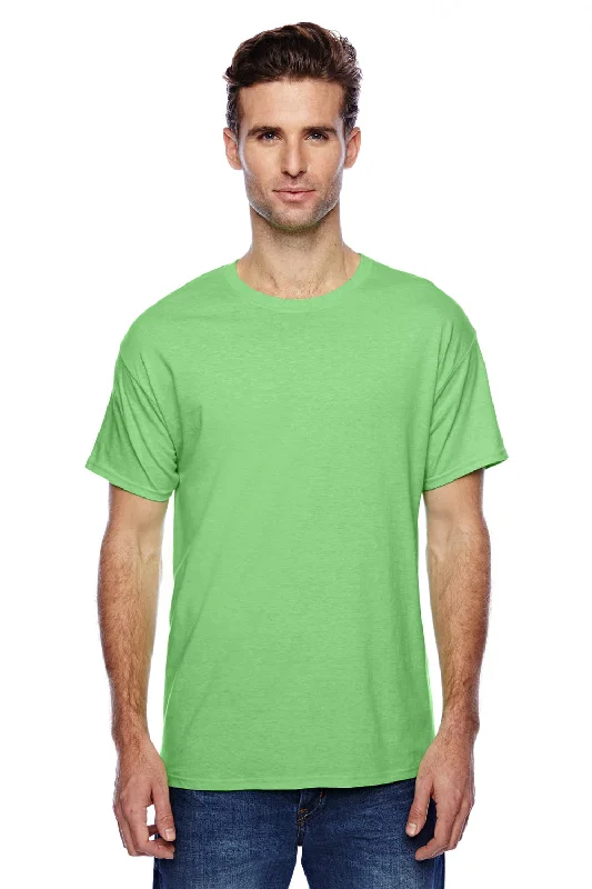 Men's short-sleeve vibrant tropical-retro-frost-blue tee-Hanes Mens X-Temp Moisture Wicking Short Sleeve Crewneck T-Shirt - Heather Neon Lime Green - Closeout