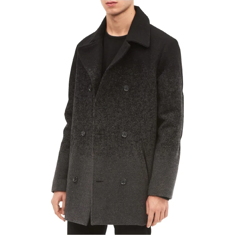 Men's premium sports jackets-Calvin Klein Mens Ombre Pea Coat, Grey, Small