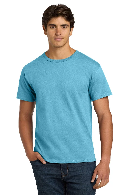 Men's short-sleeve deep classic-muted-aged-violet top-Hanes Mens ComfortSoft Short Sleeve Crewneck T-Shirt - Aquatic Blue