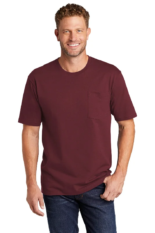 Men's short-sleeve subtle elegant-premium tee-CornerStone Mens Short Sleeve Crewneck T-Shirt w/ Pocket - Maroon - Closeout