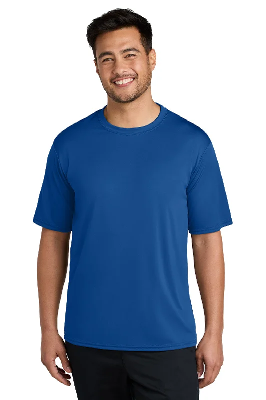 Men's short-sleeve slim azure tee-Port & Company Mens Dry Zone Performance Moisture Wicking Short Sleeve Crewneck T-Shirt - True Royal Blue