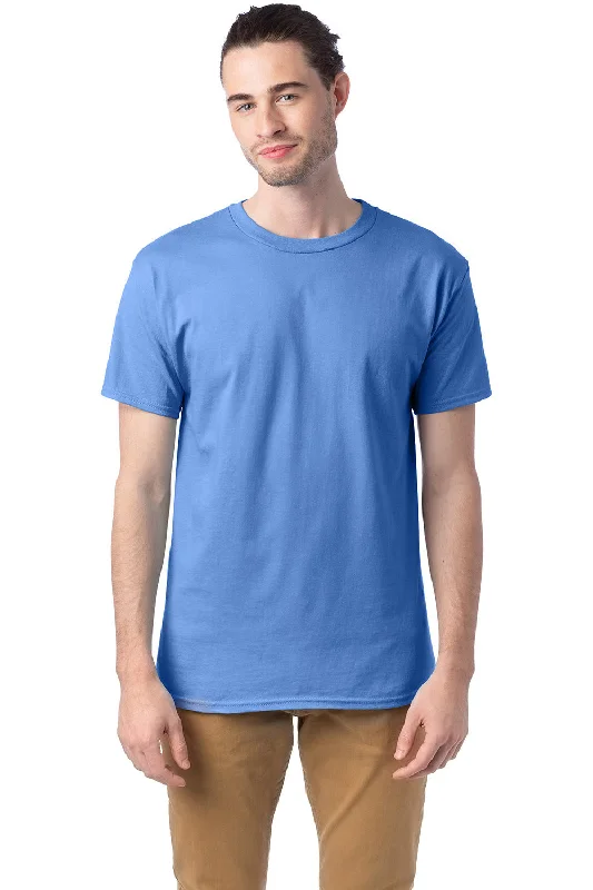 Men's short-sleeve boxy spiral tee-Hanes Mens ComfortSoft Short Sleeve Crewneck T-Shirt - Carolina Blue