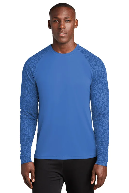 Men's short-sleeve sleek fit-frost top-Sport-Tek Mens Digi Camo Moisture Wicking Long Sleeve Crewneck T-Shirt - Royal Blue