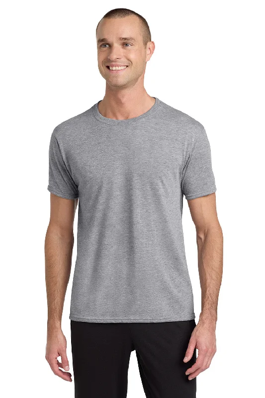 Men's short-sleeve vibrant tropical-lean-green shirt-Jerzees Mens Dri-Power Moisture Wicking Short Sleeve Crewneck T-Shirt - Heather Grey