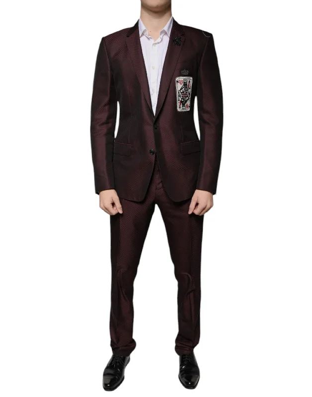 Men's affordable trench jackets-Dolce & Gabbana  Deck Card Crown 2 Piece Formal Men's Suit (Pre-Owned)