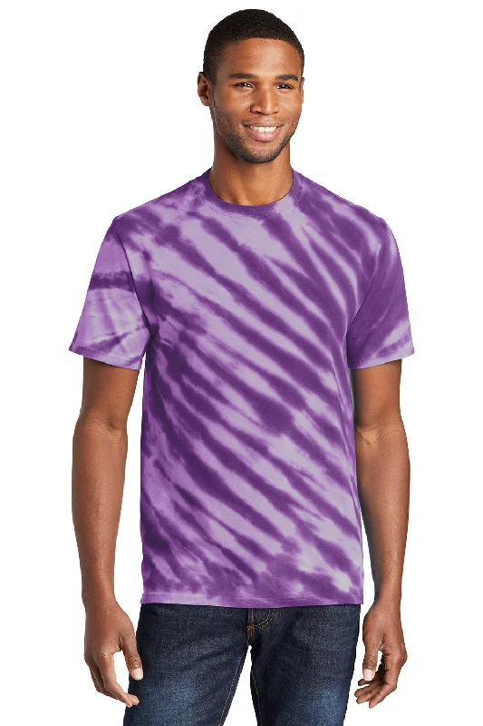 Men's short-sleeve tropical retro-plush-mock-neck shirt-Port & Company Mens Tie-Dye Short Sleeve Crewneck T-Shirt - Purple