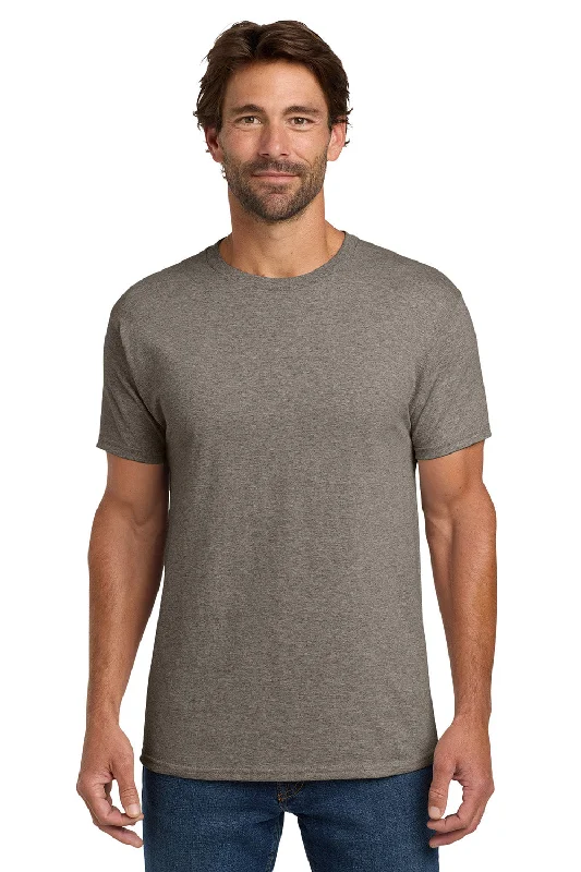 Men's short-sleeve cool whisper-linen shirt-Hanes Mens ComfortSoft Short Sleeve Crewneck T-Shirt - Oxford Grey