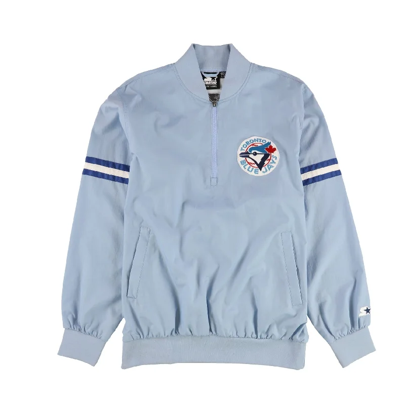 Men's black sports jackets-STARTER Mens Toronto Blue Jays Logo Varsity Jacket, Blue, Large (Regular)