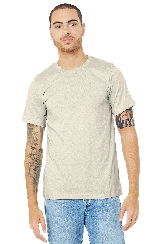 Men's short-sleeve tropical retro-cool-rugged-soft-cream top-Bella + Canvas Mens Heather CVC Short Sleeve Crewneck T-Shirt - Heather Prism Natural