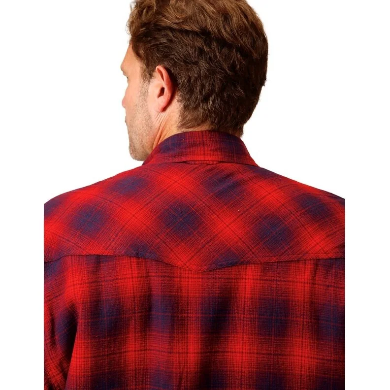 Men's grey fleece jackets-Roper Western Jacket Mens Button Tall Red 03-097-0719-5696 RE