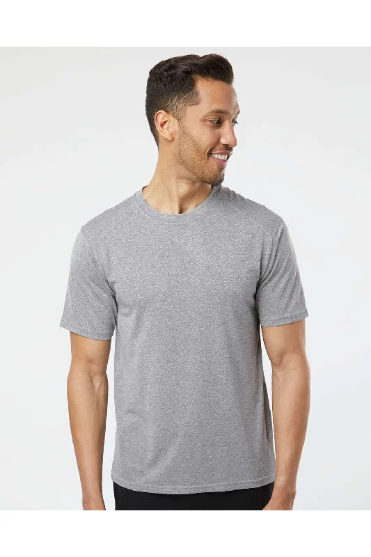 Men's short-sleeve trendy bright-deep-classic-sleek-split-hem tee-Paragon Mens Islander Performance Moisture Wicking Short Sleeve Crewneck T-Shirt - Heather Grey