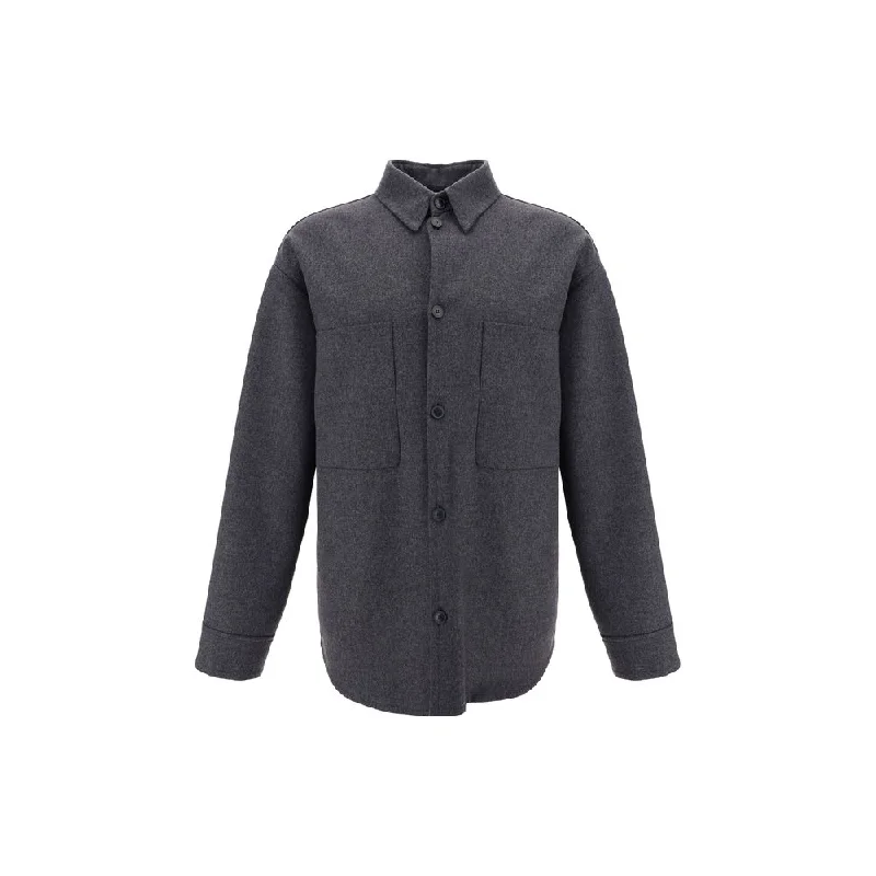 Men's trendy pea coats jackets-Valentino Pap Shirt Men's Jacket