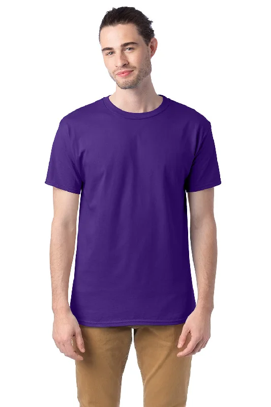 Men's short-sleeve crisp woven tee-Hanes Mens ComfortSoft Short Sleeve Crewneck T-Shirt - Athletic Purple