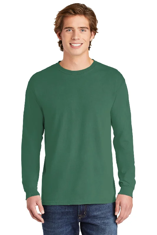 Men's short-sleeve trendy slim-navy shirt-Comfort Colors Mens Long Sleeve Crewneck T-Shirt - Grass Green - Closeout