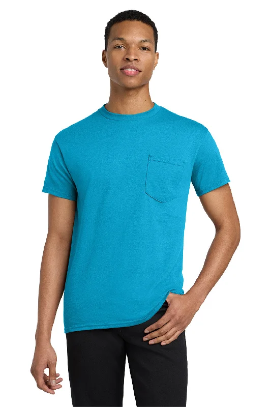 Men's short-sleeve casual bold-rich-boxy-spiral tee-Gildan Mens Short Sleeve Crewneck T-Shirt w/ Pocket - Sapphire Blue