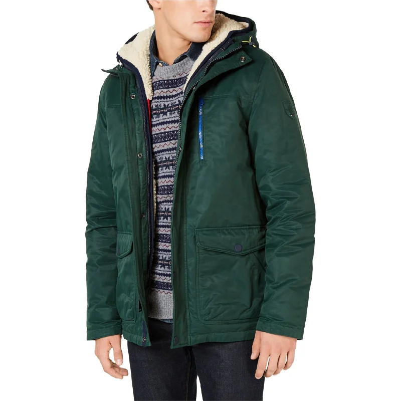 Men's classic evening jackets-Tommy Hilfiger Mens Hilltop Hooded Coat, Green, Small