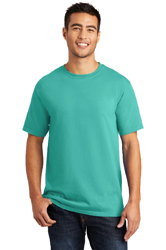 Men's short-sleeve urban warm-breathable-alpaca shirt-Port & Company Mens Beach Wash Short Sleeve Crewneck T-Shirt - Peacock Green