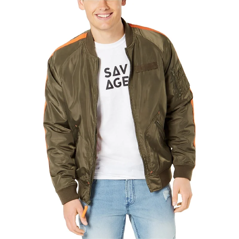 Men's long parka jackets-American Rag Mens Stripe Bomber Jacket