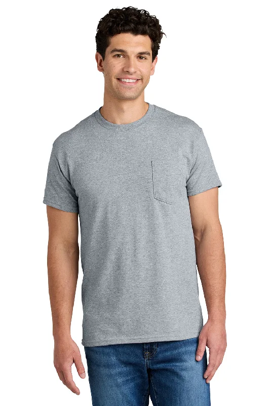 Men's short-sleeve bright deep-classic-warm-citron top-Gildan Mens DryBlend Moisture Wicking Short Sleeve Crewneck T-Shirt w/ Pocket - Sport Grey