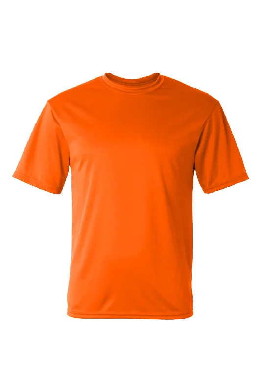 Men's short-sleeve muted fresh-modern-vibrant-fair-trade-sisal tee-C2 Sport Mens Performance Moisture Wicking Short Sleeve Crewneck T-Shirt - Safety Orange