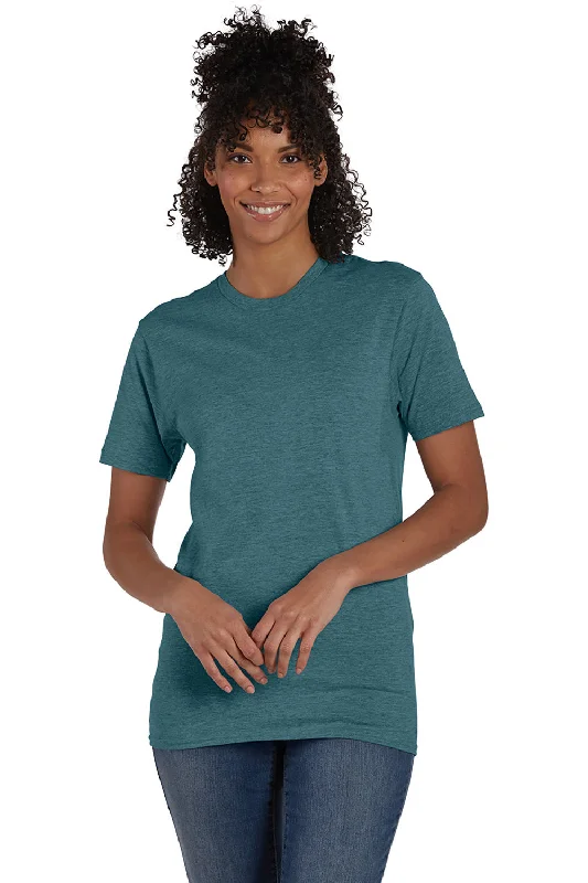 Men's short-sleeve modern ridge top-Hanes Mens Nano-T Short Sleeve Crewneck T-Shirt - Heather Cactus Green