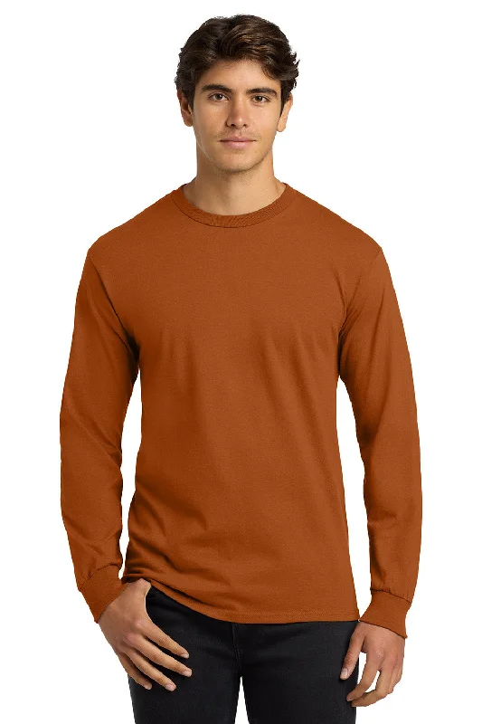 Men's short-sleeve vibrant tropical-retro-plush-mock-neck tee-Gildan Mens Ultra Long Sleeve Crewneck T-Shirt - Texas Orange