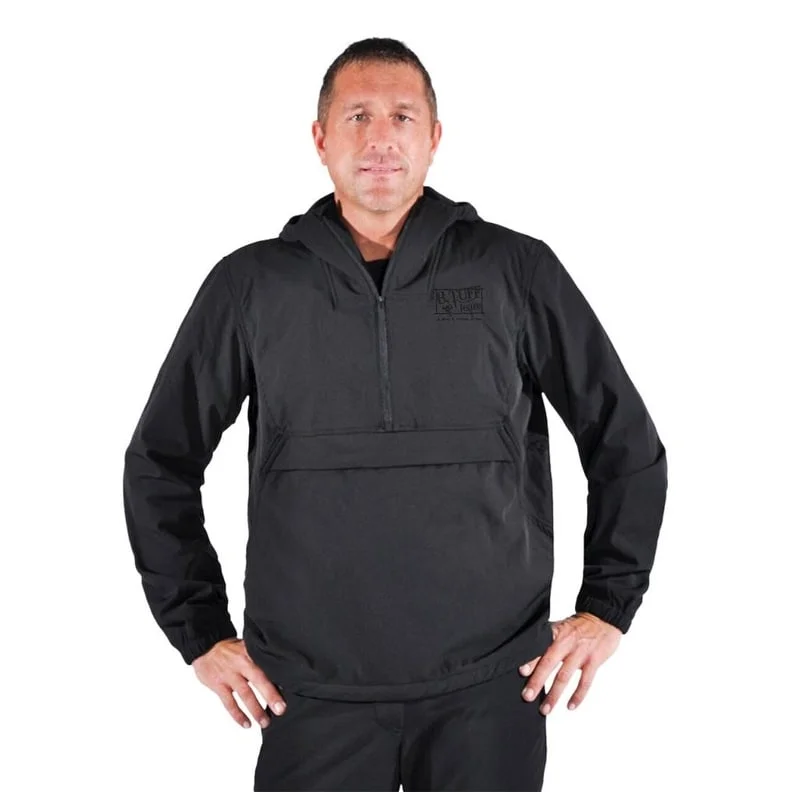 Men's casual parka jackets-B. Tuff Western Jacket Mens Microfiber Pullover Zip Hood Black ET0056