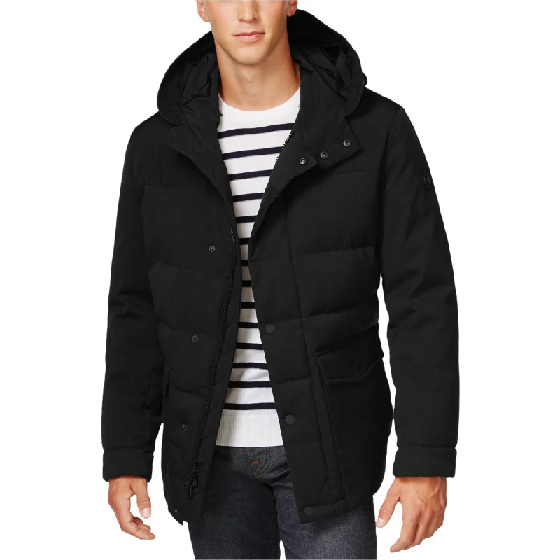 Men's casual aviator jackets-Michael Kors Mens Full Zip Quilted Jacket, Black, XX-Large