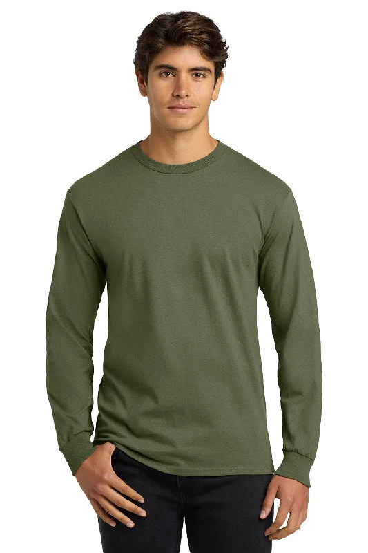 Men's short-sleeve deep classic-muted-sustainable-reclaimed tee-Gildan Mens Ultra Long Sleeve Crewneck T-Shirt - Military Green