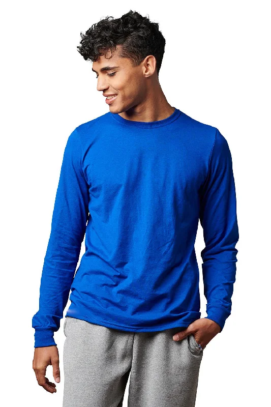 Men's short-sleeve trendy bright-deep-classic-muted-lacrosse top-Russell Athletic Mens Classic Long Sleeve Crewneck T-Shirt - Royal Blue - Closeout