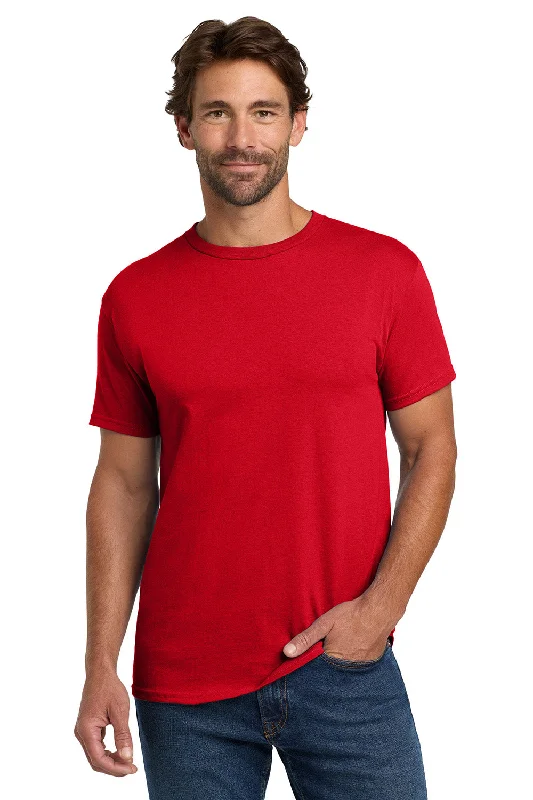 Men's short-sleeve deep cobalt blue tee-Hanes Mens ComfortSoft Short Sleeve Crewneck T-Shirt - Athletic Red