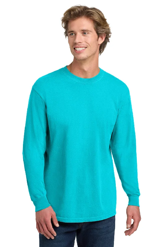 Men's short-sleeve subtle soft-trendy-bright-pure-indigo tee-Comfort Colors Mens Long Sleeve Crewneck T-Shirt - Lagoon Blue