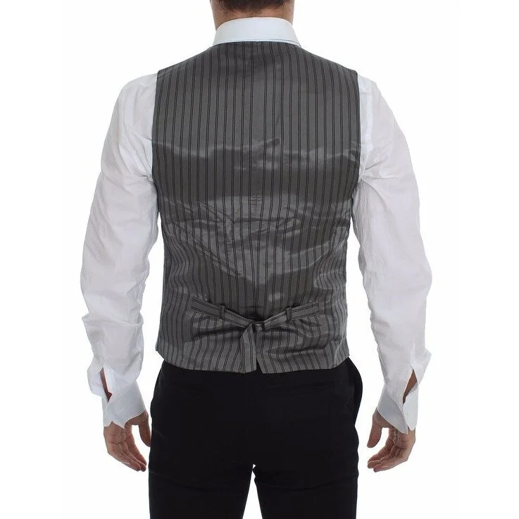 Men's affordable trench jackets-Dolce & Gabbana Elegant Gray Cotton Stretch Dress Men's Vest