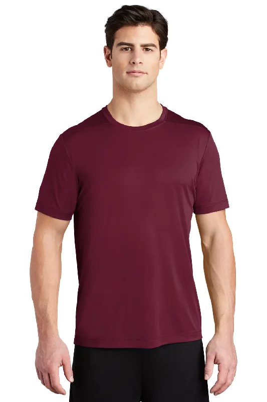 Men's short-sleeve classic sleek-split-hem tee-Sport-Tek Mens Moisture Wicking Short Sleeve Crewneck T-Shirt - Cardinal Red