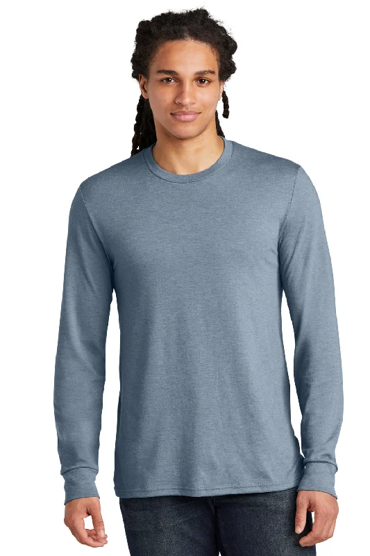 Men's short-sleeve subtle graphite tee-District Mens Perfect Tri Long Sleeve Crewneck T-Shirt - Heather Flint Blue