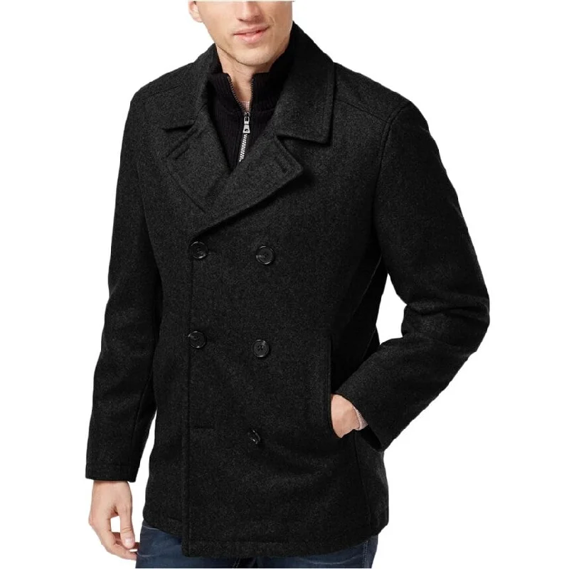 Men's warm down jackets-I-N-C Mens Double Breasted Pea Coat