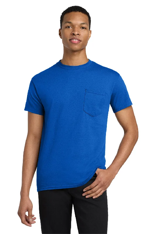 Men's short-sleeve classic muted-fresh-firm-quilted tee-Gildan Mens Short Sleeve Crewneck T-Shirt w/ Pocket - Royal Blue