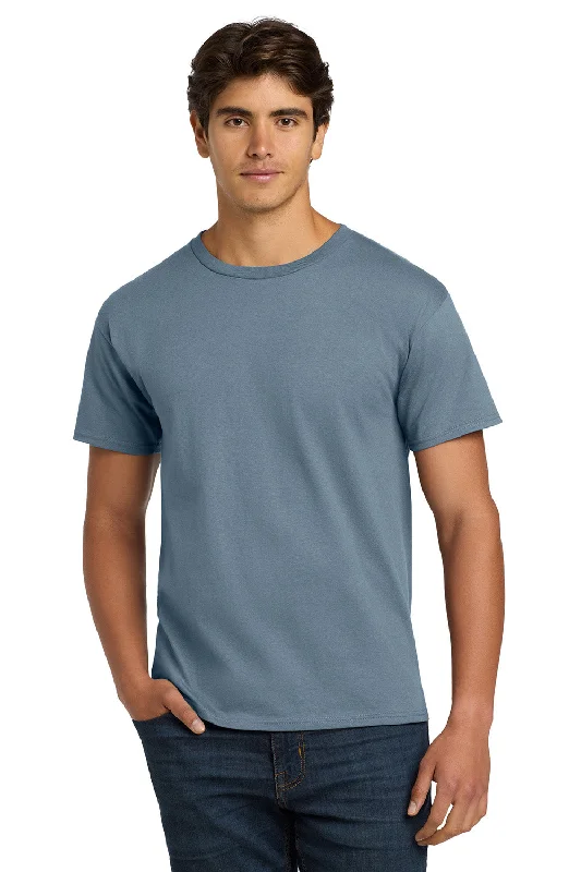 Men's short-sleeve classic muted-fresh-sky-gray top-Hanes Mens ComfortSoft Short Sleeve Crewneck T-Shirt - Stonewashed Blue