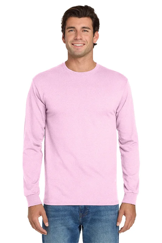 Men's short-sleeve urban warm-stylish-chunky-stripe tee-Jerzees Mens Dri-Power Moisture Wicking Long Sleeve Crewneck T-Shirt - Classic Pink